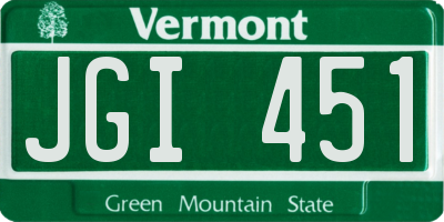 VT license plate JGI451