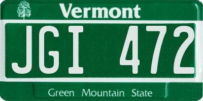 VT license plate JGI472