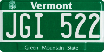 VT license plate JGI522