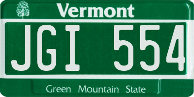 VT license plate JGI554