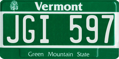 VT license plate JGI597