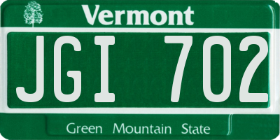 VT license plate JGI702