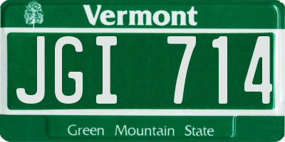 VT license plate JGI714