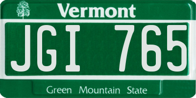 VT license plate JGI765