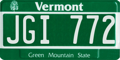 VT license plate JGI772