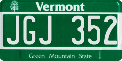 VT license plate JGJ352