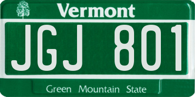 VT license plate JGJ801