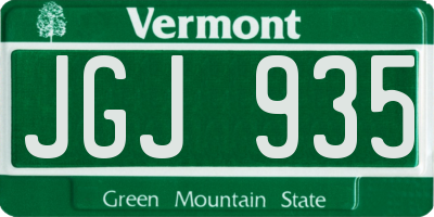 VT license plate JGJ935