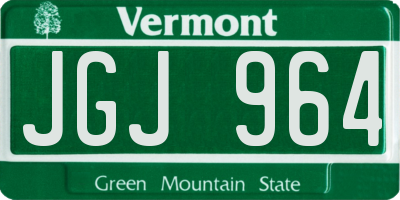VT license plate JGJ964