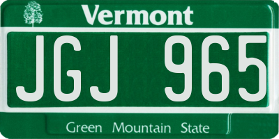VT license plate JGJ965