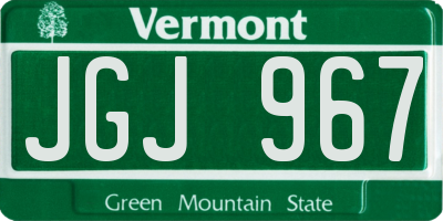 VT license plate JGJ967
