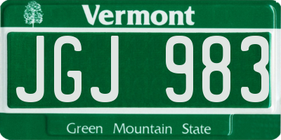 VT license plate JGJ983