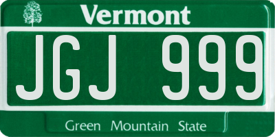 VT license plate JGJ999