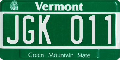 VT license plate JGK011