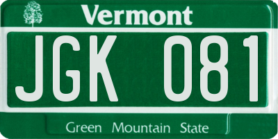 VT license plate JGK081