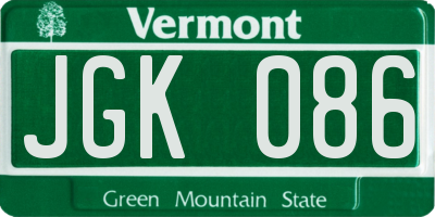 VT license plate JGK086