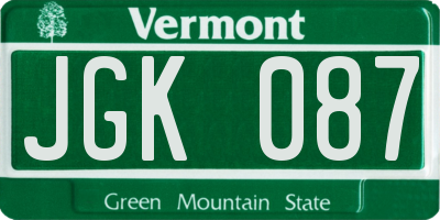 VT license plate JGK087