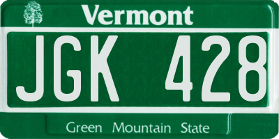 VT license plate JGK428