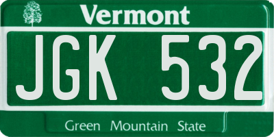 VT license plate JGK532
