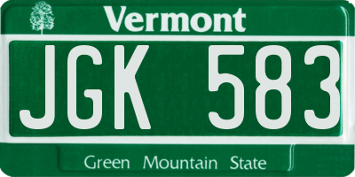 VT license plate JGK583
