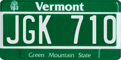 VT license plate JGK710