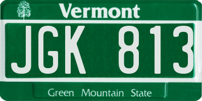 VT license plate JGK813