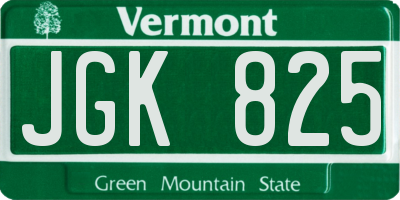 VT license plate JGK825
