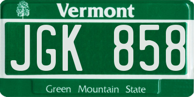 VT license plate JGK858