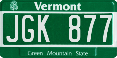 VT license plate JGK877