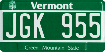 VT license plate JGK955