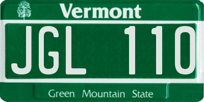 VT license plate JGL110