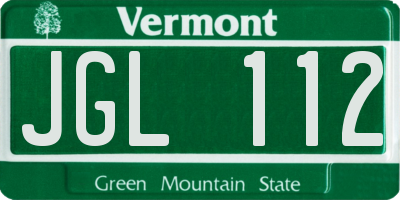 VT license plate JGL112