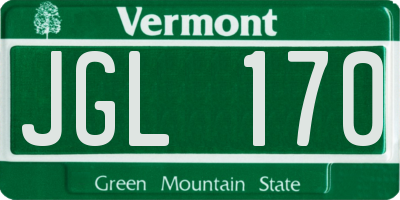 VT license plate JGL170