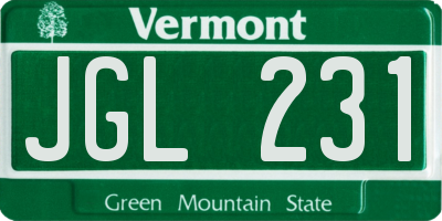 VT license plate JGL231