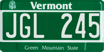 VT license plate JGL245