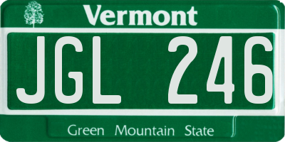 VT license plate JGL246