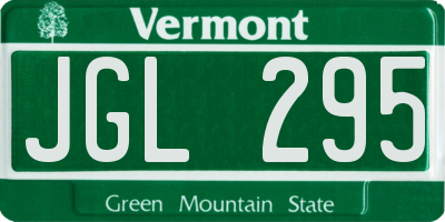 VT license plate JGL295
