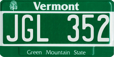 VT license plate JGL352
