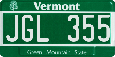 VT license plate JGL355
