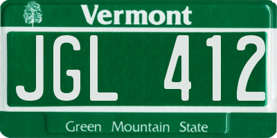 VT license plate JGL412