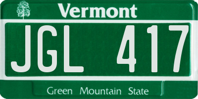 VT license plate JGL417