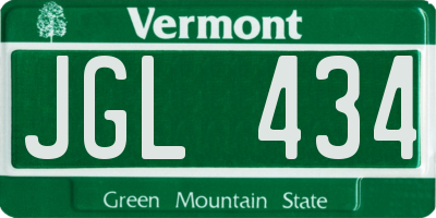 VT license plate JGL434