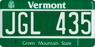 VT license plate JGL435