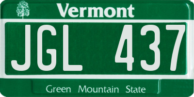 VT license plate JGL437