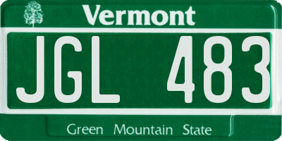 VT license plate JGL483