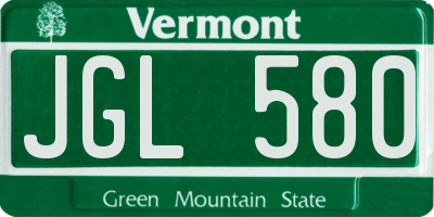 VT license plate JGL580