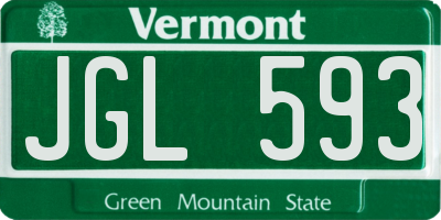 VT license plate JGL593