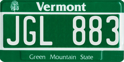 VT license plate JGL883