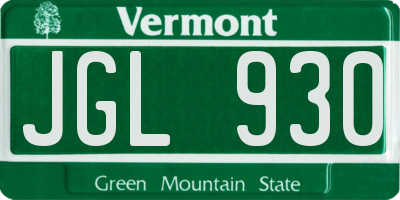 VT license plate JGL930