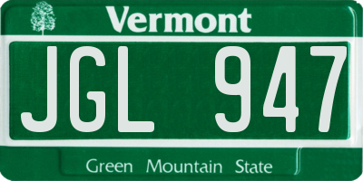 VT license plate JGL947